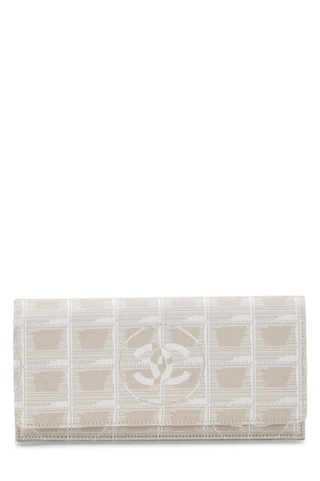 Chanel,  Beige Nylon Travel Line Long Wallet, Beige