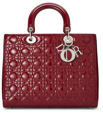 Dior, Red Cannage Patent Leather Lady Dior Large, Red