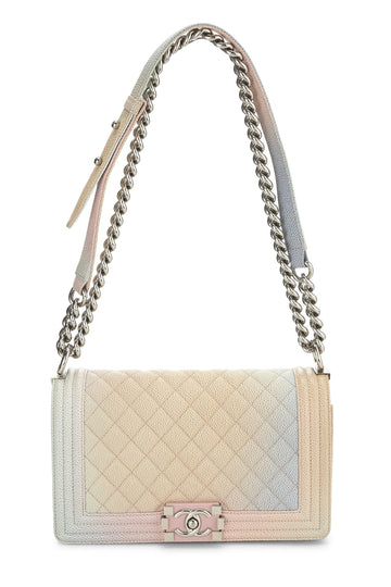 Chanel,  Rainbow Quilted Caviar Boy Bag Medium, Multi