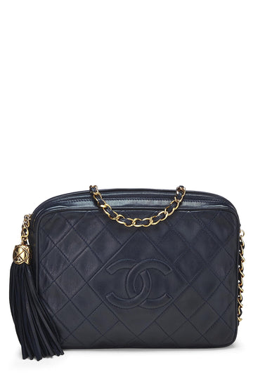 Chanel,  Navy Lambskin Diamond 'CC' Camera Bag Medium, Navy