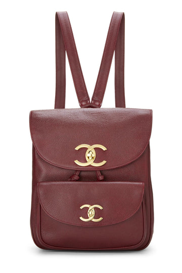 Chanel,  Burgundy Caviar Backpack Medium, Burgundy