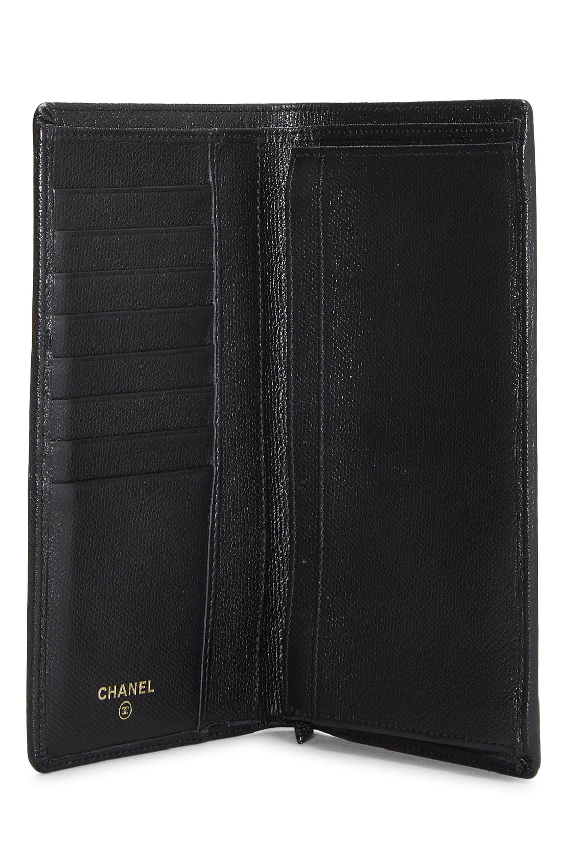 Chanel,  Black Calfskin Long Wallet, Black