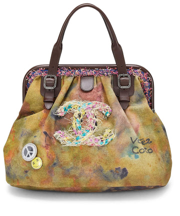 Chanel,  Green Graffiti Canvas On The Pavements Bowling Bag, Green