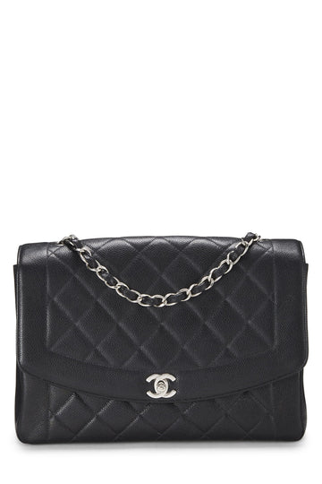 Chanel,  Black Quilted Caviar Diana Flap Jumbo, Black