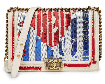Chanel,  Paris-Cuba Red & Blue Sequin Boy Bag Medium, Multi