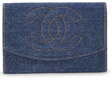 Chanel,  Blue Denim Wallet, Blue