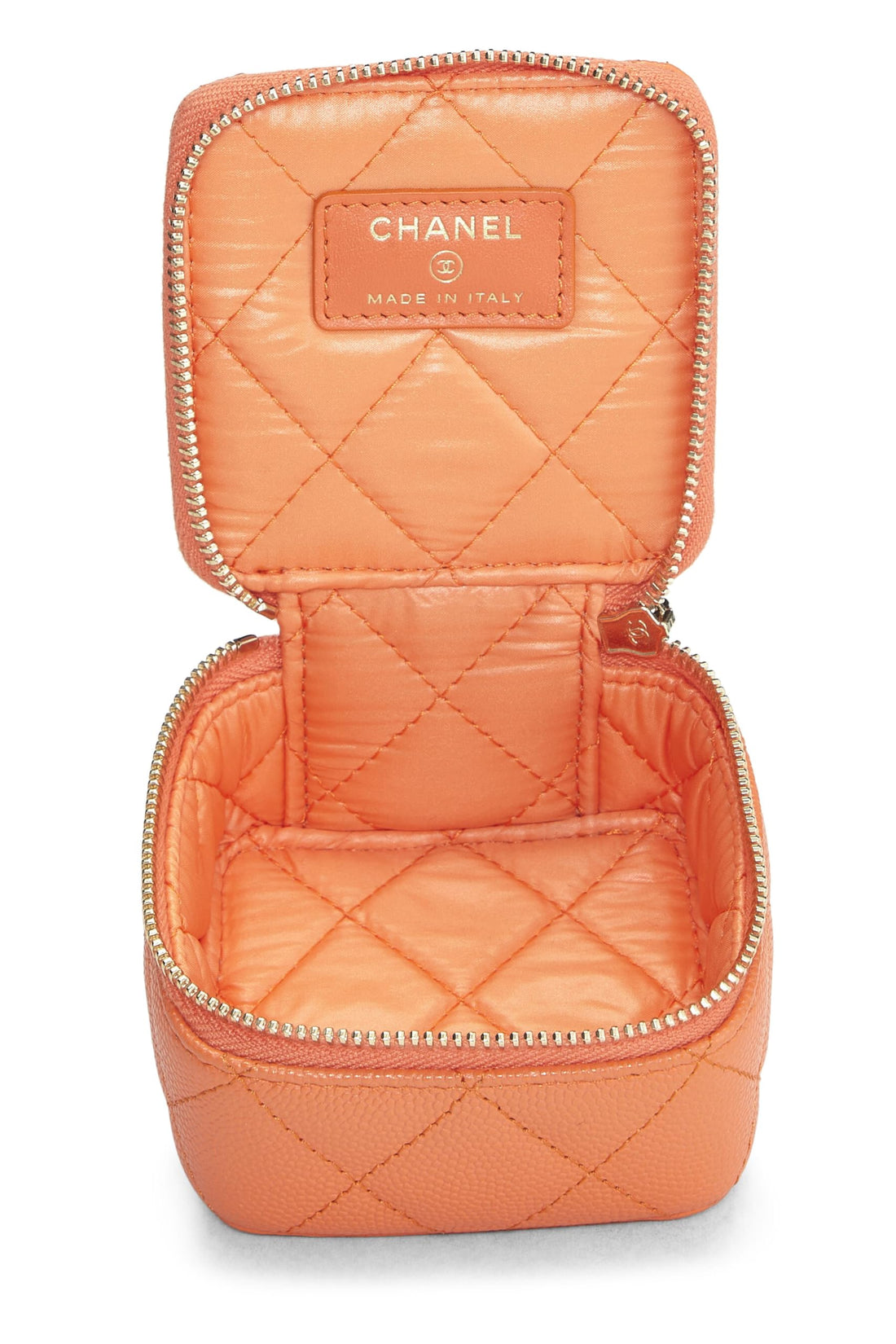 Chanel,  Orange Caviar Jewelry Case Small, Orange