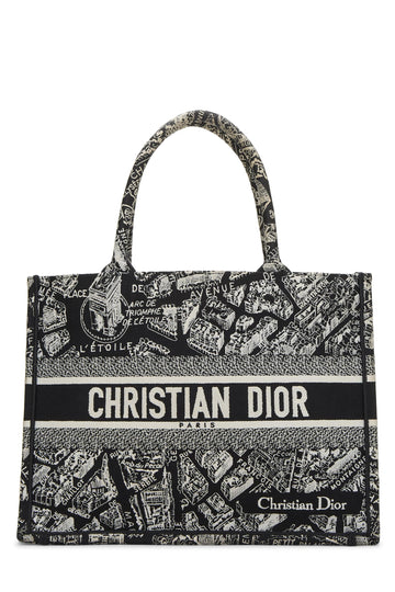 Dior, White & Black Canvas Plan de Paris Book Tote Medium, Black