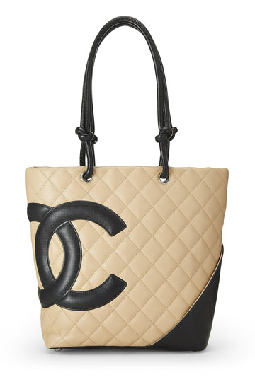 Chanel,  Beige Quilted Calfskin Cambon Tote Small, Beige