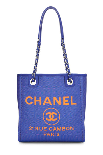 Chanel,  Blue Canvas Deauville Tote Mini, Blue