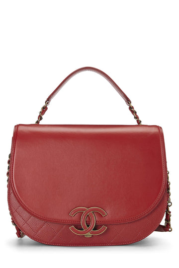Chanel,  Red Calfskin Coco Curve Flap Medium, Red
