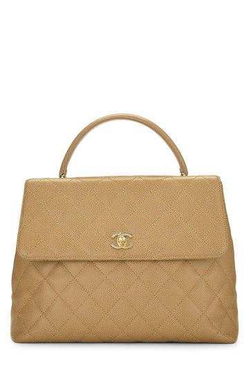 Chanel,  Beige Quilted Caviar Kelly, Beige