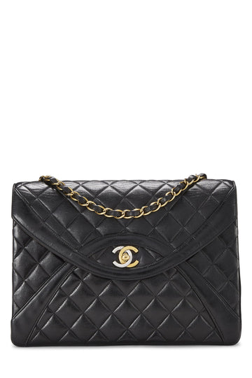 Chanel,  Black Quilted Lambskin Paris Limited Flap Medium, Black