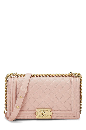 Chanel,  Pink Quilted Caviar Boy Bag Medium, Pink