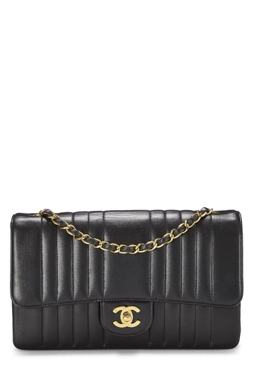 Chanel,  Black Vertical Lambskin Classic Flap Medium, Black