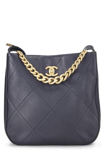 Chanel,  Navy Calfskin Stitched Easy Mood Hobo, Navy