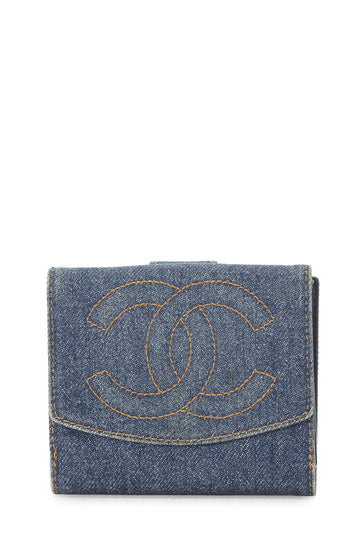 Chanel,  Blue Denim 'CC' Wallet, Blue