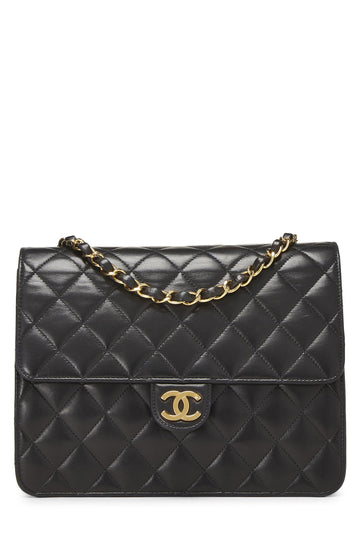 Chanel,  Black Quilted Lambskin Ex Flap Small, Black
