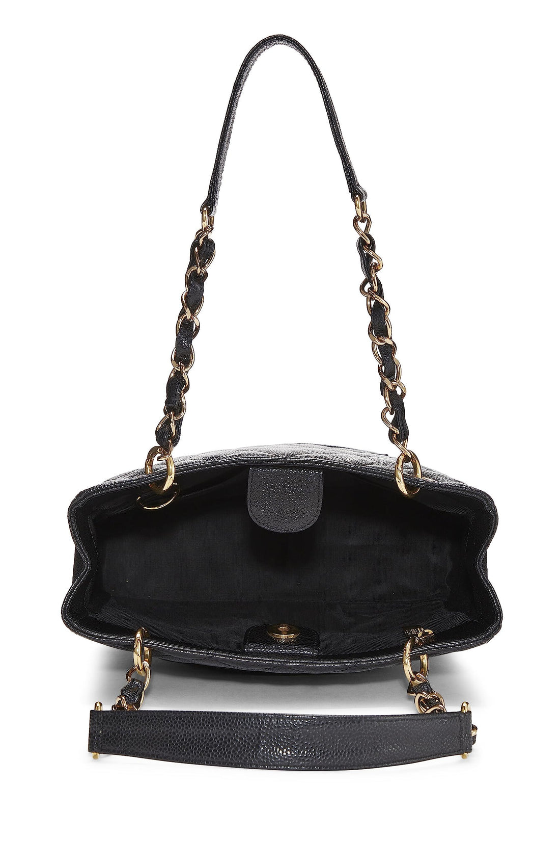 Chanel,  Black Quilted Caviar Petite Shopping Tote (PST), Black