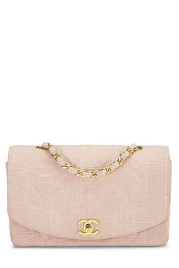 Chanel,  Pink Linen Diana Flap Small, Pink