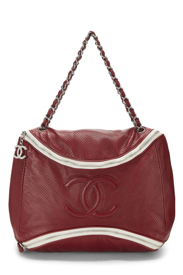 Chanel,  Burgundy Perforated Leather 'CC' Tote, Red