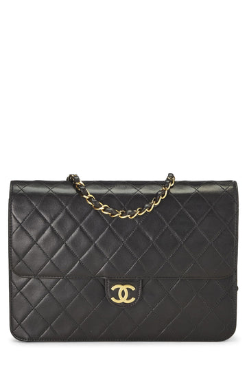 Chanel,  Black Quilted Lambskin Ex Flap Medium, Black
