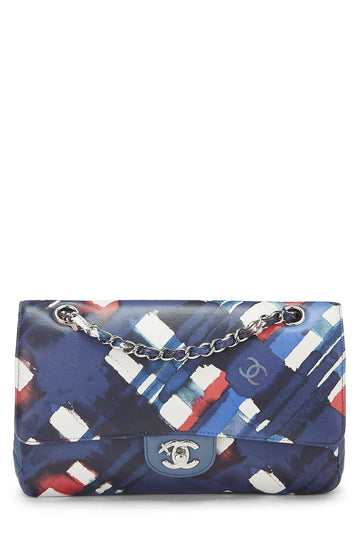 Chanel,  Blue & Red Calfskin Airline Classic Double Flap Medium, Blue