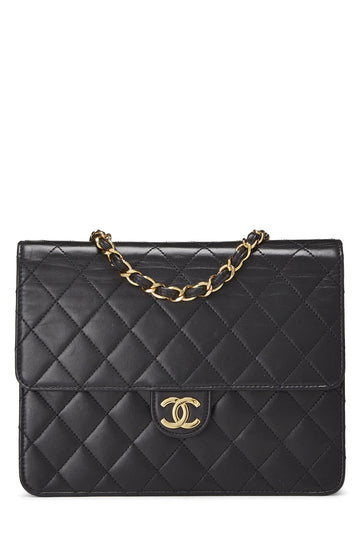 Chanel,  Black Quilted Lambskin Ex Flap Small, Black