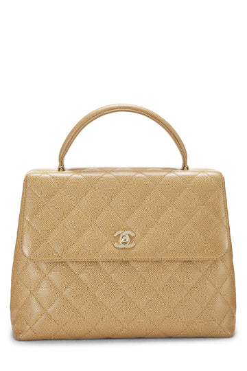 Chanel,  Beige Quilted Caviar Kelly, Beige
