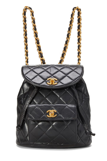 Chanel,  Black Quilted Lambskin 'CC' Classic Backpack Small, Black