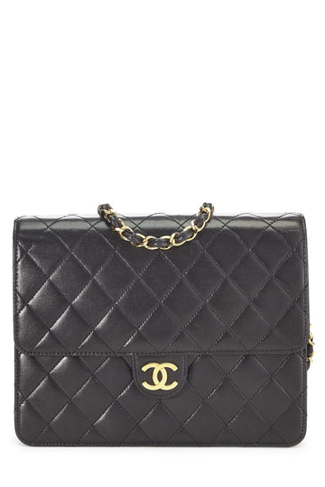Chanel,  Black Quilted Lambskin Ex Flap Small, Black
