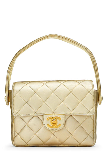 Chanel,  Gold Quilted Lambskin Handbag Mini, Gold