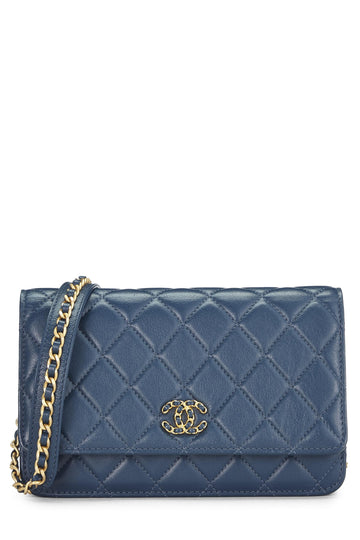Chanel,  Blue Quilted Lambskin Infinity Wallet on Chain (WOC), Blue