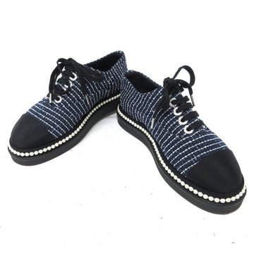 Chanel Tweed Grosgrain Pearl Sneaker 37