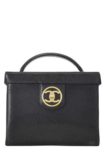 Chanel,  Black Caviar Circle 'CC' Vanity Large, Black