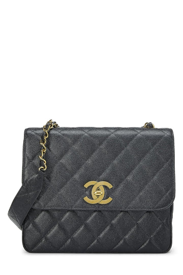 Chanel,  Black Caviar Big CC Square Flap Large, Black