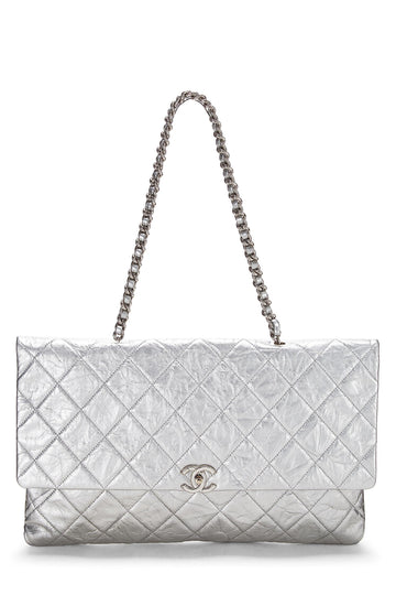 Chanel,  Metallic Silver Quilted Calfskin Big Bang Flap Large, Silver