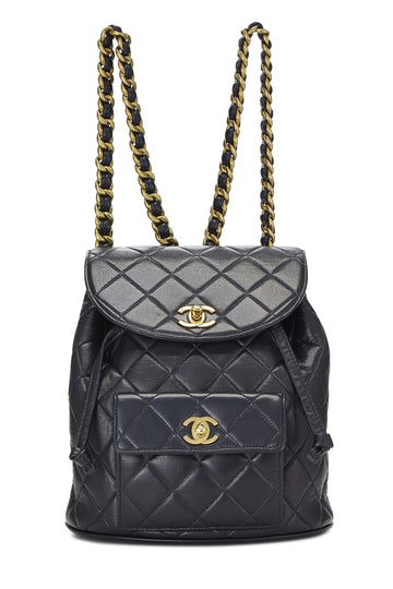 Chanel,  Black Quilted Lambskin 'CC' Classic Backpack Small, Black