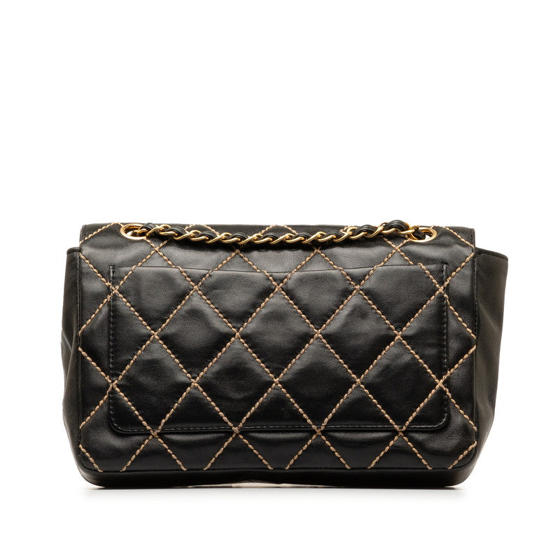 Chanel CC Wild Stitch Leather Flap Bag Leather Shoulder Bag in Good condition