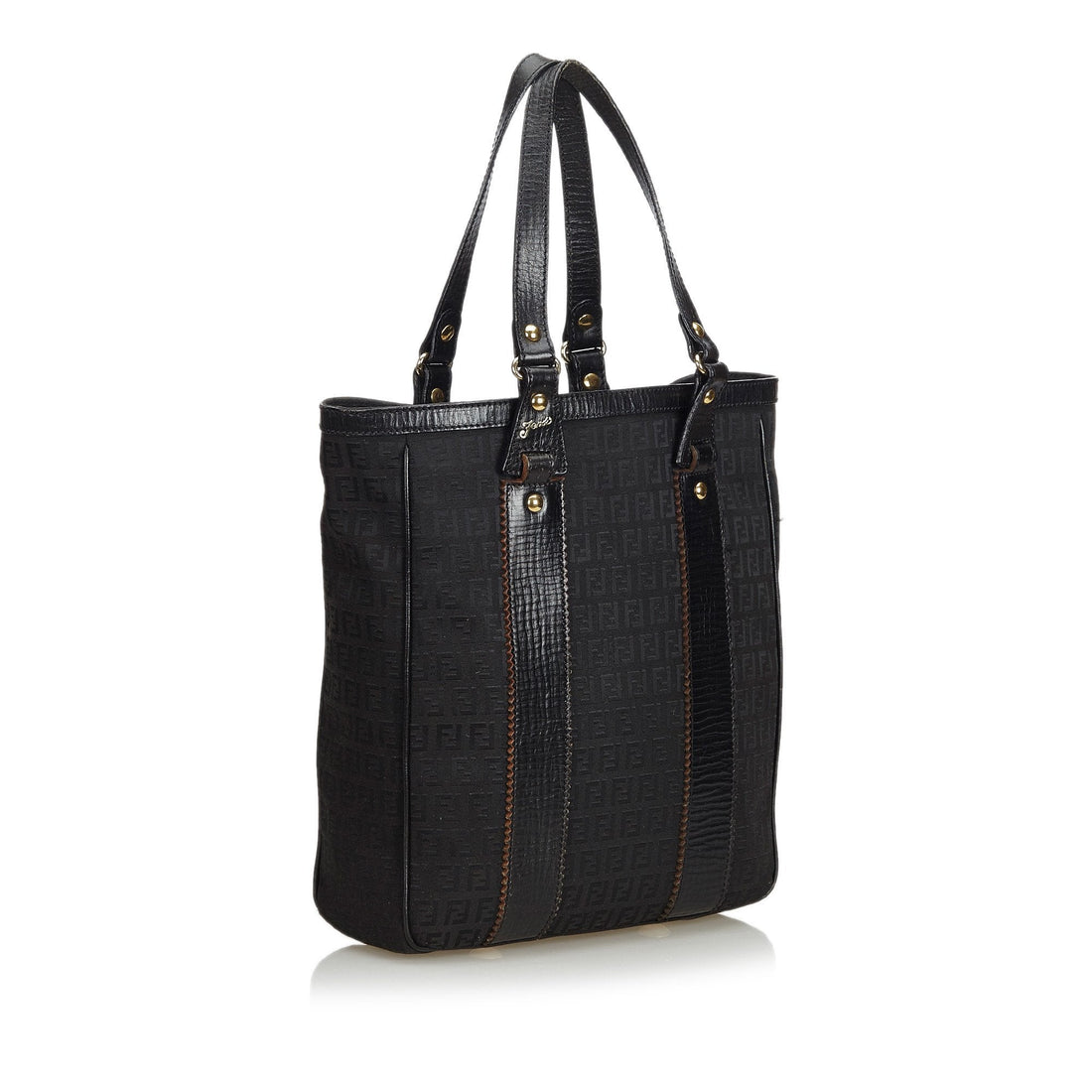 Fendi Black Canvas Fabric Zucchino Tote Bag Italy