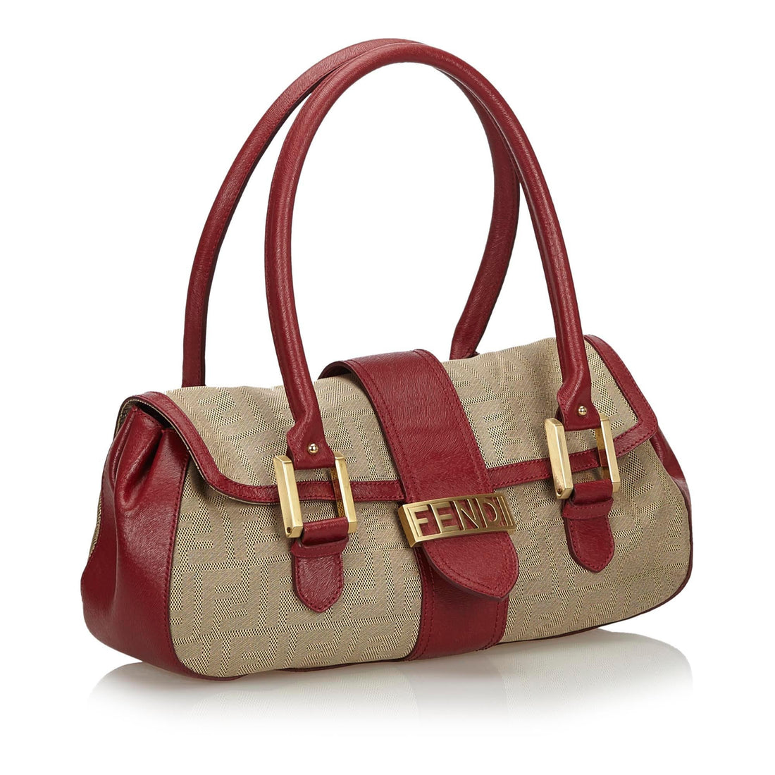 Fendi Brown Beige Canvas Fabric Zucca Handbag Italy