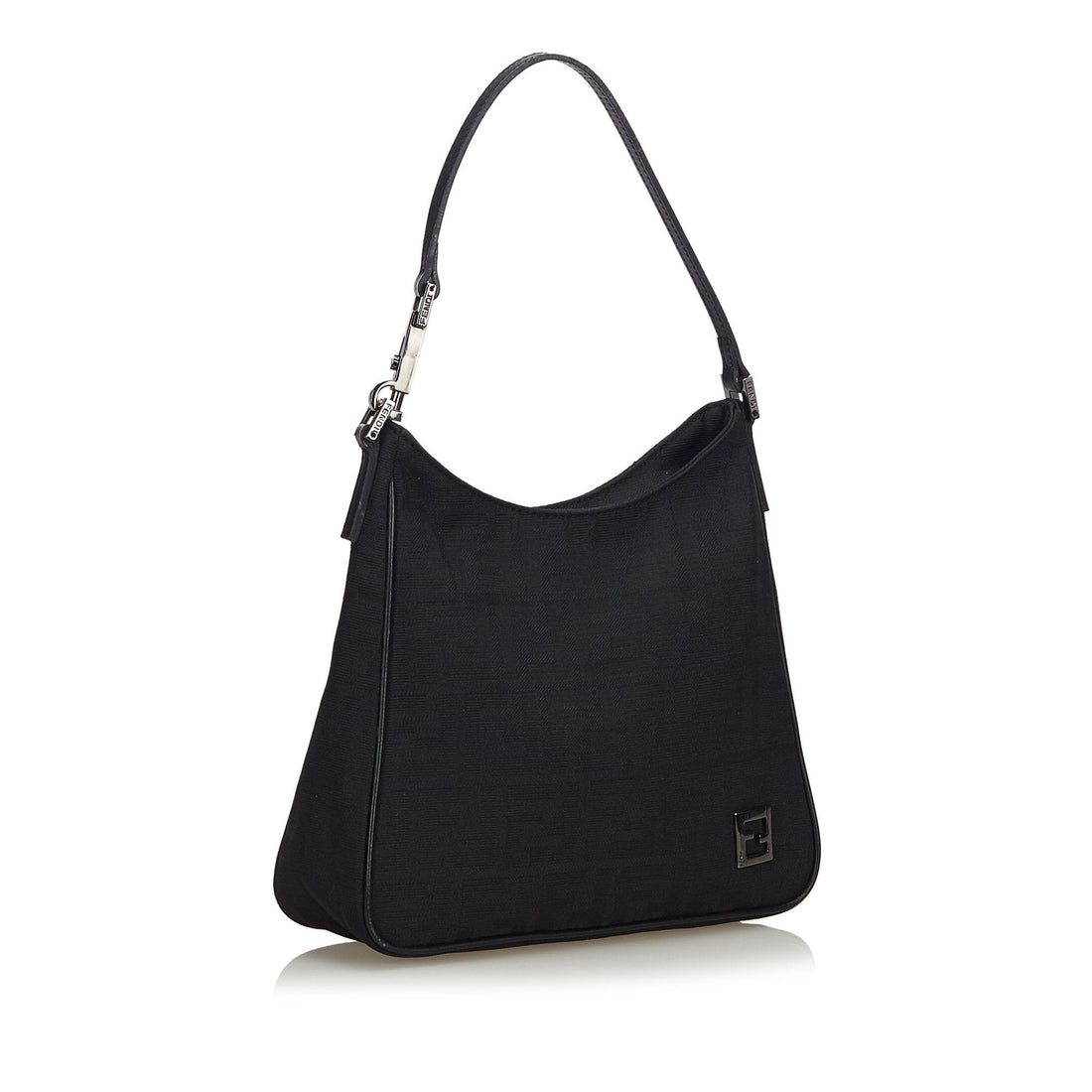 Fendi Black Canvas Fabric Zucca Shoulder Bag Italy