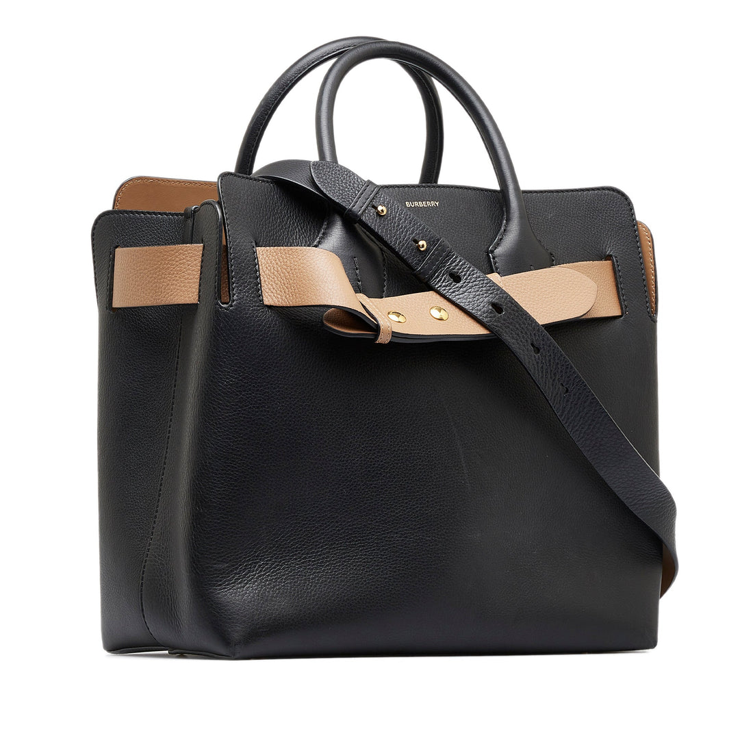 Burberry Belt Handbag Small Black Leather