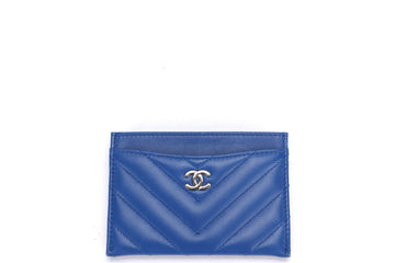 CHANEL BLUE CHEVRON LAMBSKIN  HOLDER (2716xxxx), GHW, WITH , DUST COVER & BOX