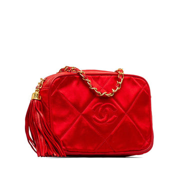 Chanel Classic Satin Camera Bag Canvas Shoulder Bag in Good condition