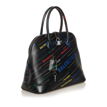 Balenciaga Logo Ville M Top Handle Leather Satchel (MLB-35706)