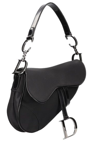 CHRISTIAN DIOR Vintage Saddle Bag Nylon Black