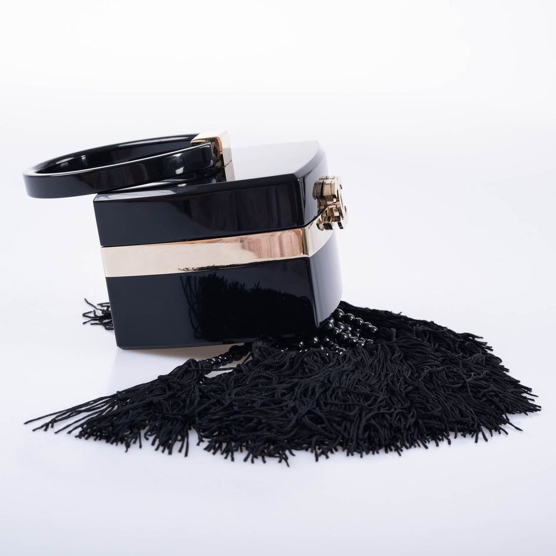 CHANEL Minaudière Trunk Vanity Black Lucite Gold Hardware