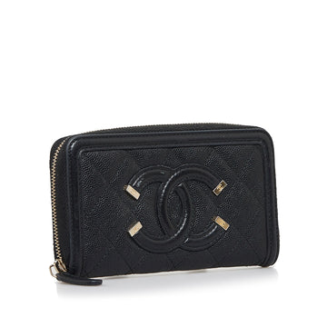 Chanel CC Caviar Filigree Zip Around Wallet (MLB-miZ2He)