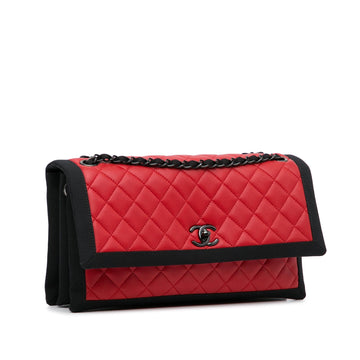 Chanel Medium Quilted Lambskin Grosgrain Two Tone Flap Bag (MLB-Il4DRA)